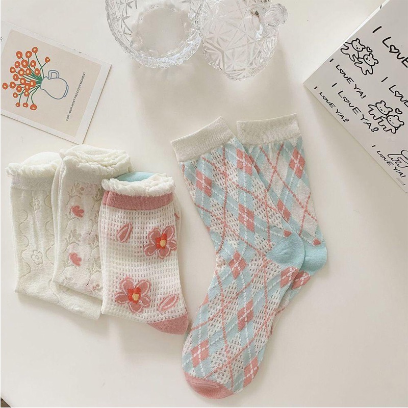 Tất vớ nữ cổ nhún thời trang Hàn Quốc phong cách vintage nhẹ nhàng dễ thương hottrend 2022 thích hợp mùa hè HANASO TD047