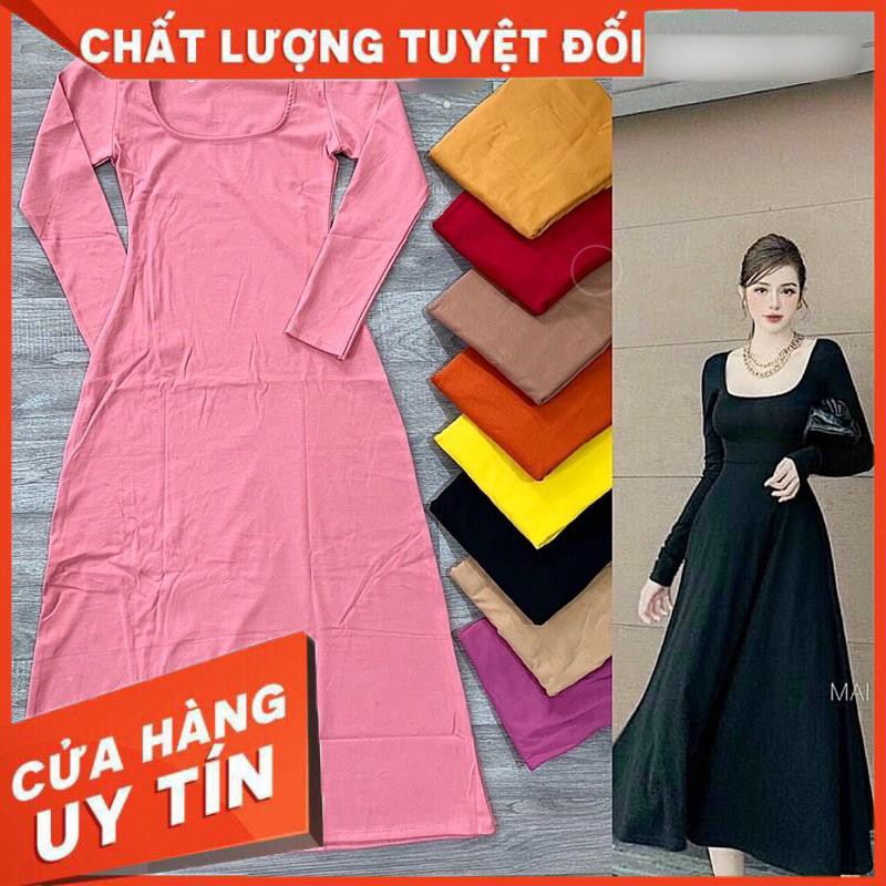 ĐẦM THUN XOÈ TAY DÀI CỔ VUÔNG VẢI ĐẸP XUẤT SẮC- ảnh thật trải sàn