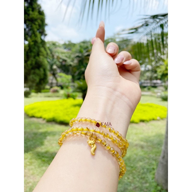 Vòng tay phong thủy tóc vàng mix tỳ hưu 24k - KAIA
