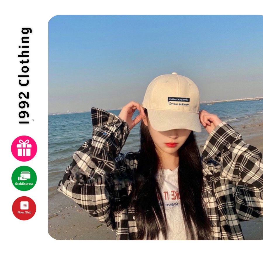 Mũ lưỡi trai ❤️ Nón kết thêu chữ New York phong cách Ulzzang form unisex nam nữ 1992 Clothing
