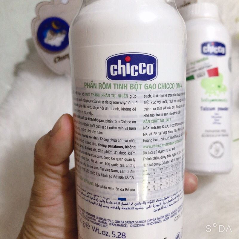 Phấn rôm tinh bột Gạo Chicco 150g