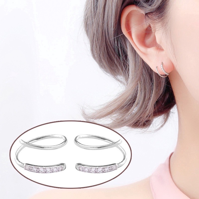 Bông tai Xoắn đính đá kiểu dáng hiện đại đơn giản - Mely 1522