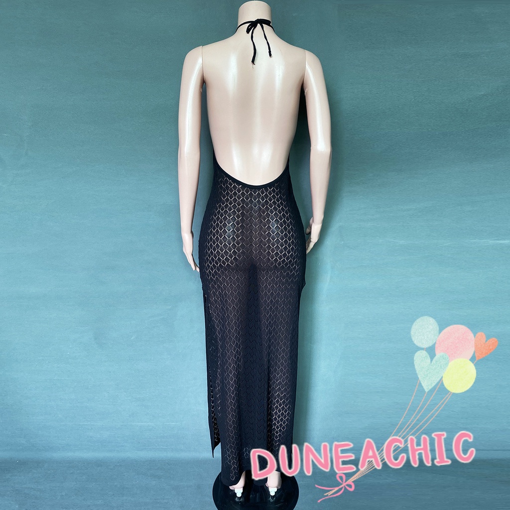 DUNEA Đầm Dài Xẻ Tà Hở Lưng Gợi Cảm Cho Nữ