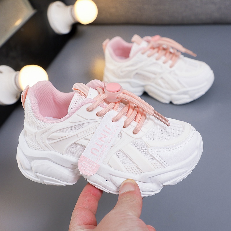Giày Thể Thao Chống Trượt Siêu Nhẹ Phối Lưới Thoáng Khí Thiết Kế Dây Rút Thời Trang Cho Bé Từ 3-18 Tuổi