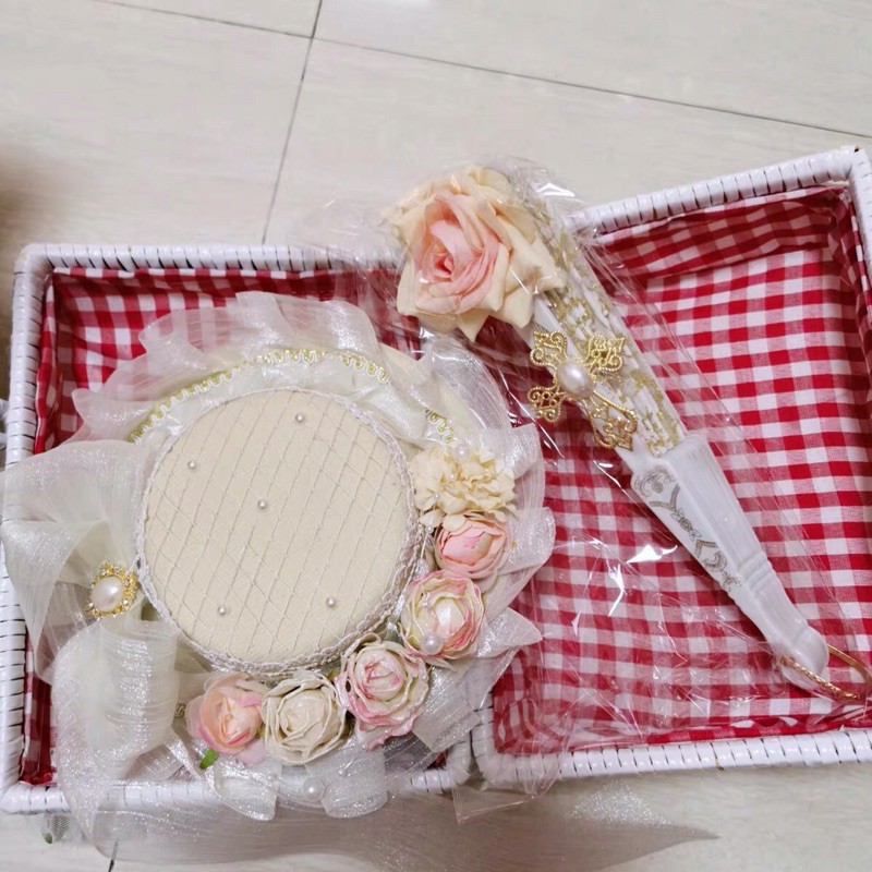 YASLC0059-Quạt ren hoa hồng mặt trời Cocoa Butter Handmade