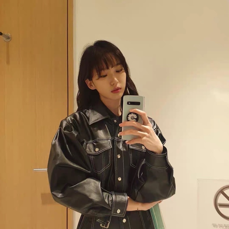 Váy cá tính chất liệu da kẻ viền giống Ju Seok Kyung PENTHOUSE Cuộc chiến thượng lưu kèm ảnh thật