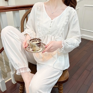 Set thun trắng cổ V phối ren thắt cúc tay bo quảng châu