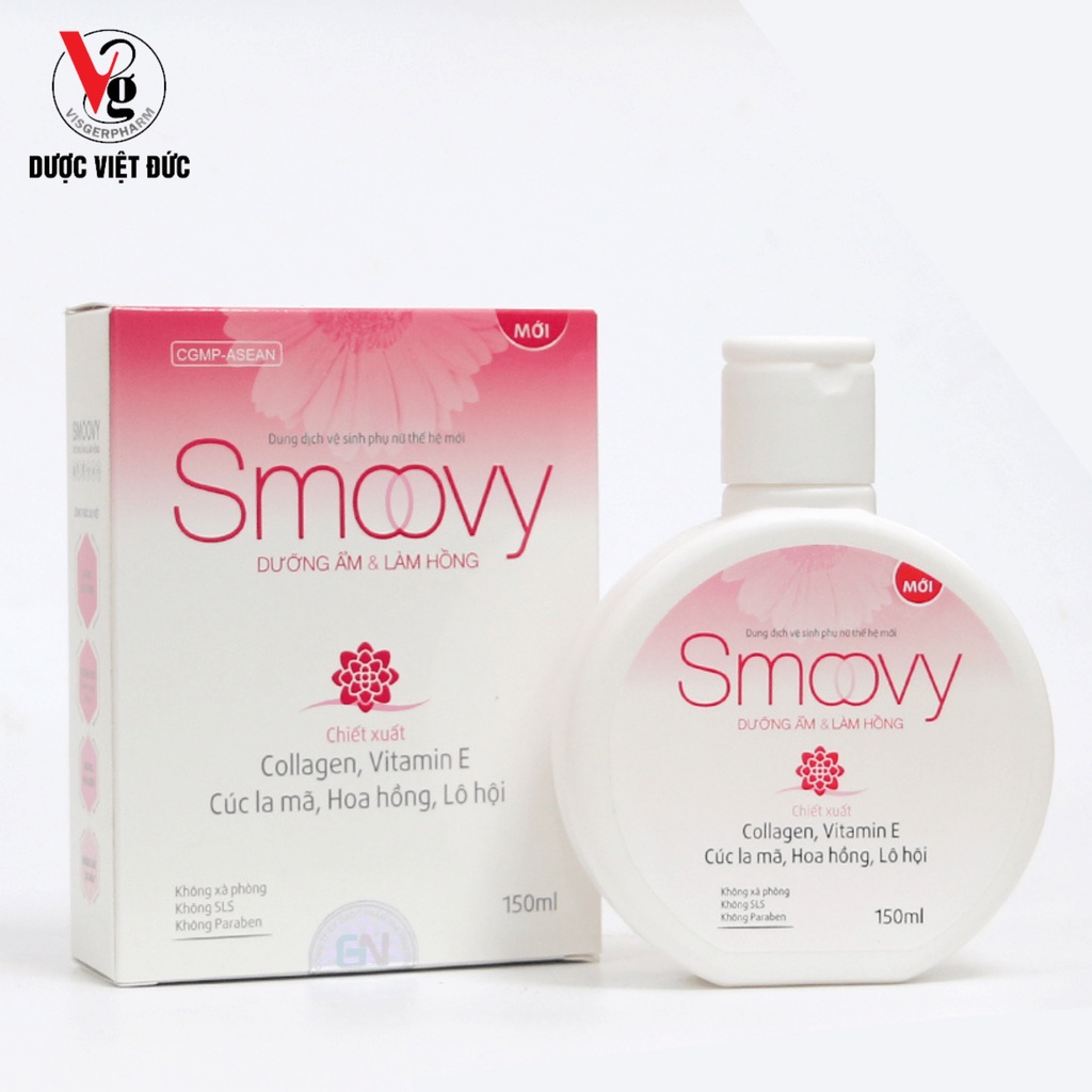 Dung dịch vệ sinh phụ nữ Smoovy dưỡng ẩm và làm hồng vùng kín dùng cho cả nam giới dung tích 150ml