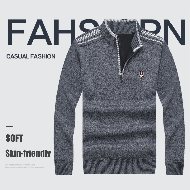 Áo sweater cổ đứng tay dài dáng rộng cho nam