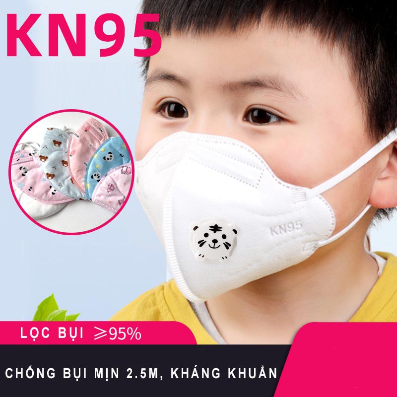 [Có van][10c] Khẩu trang KN95 cho trẻ em - Khẩu trang y tế cho trẻ em chống bụi mịn, kháng khuẩn [Hộp 10 chiếc]