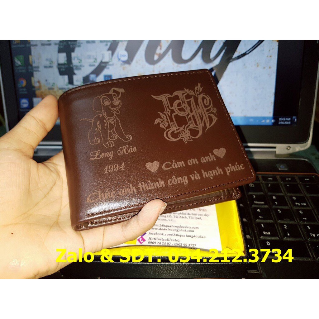 Ví Da Bò 100% Khắc Tên Hình Theo Yêu Cầu [Free Ship]