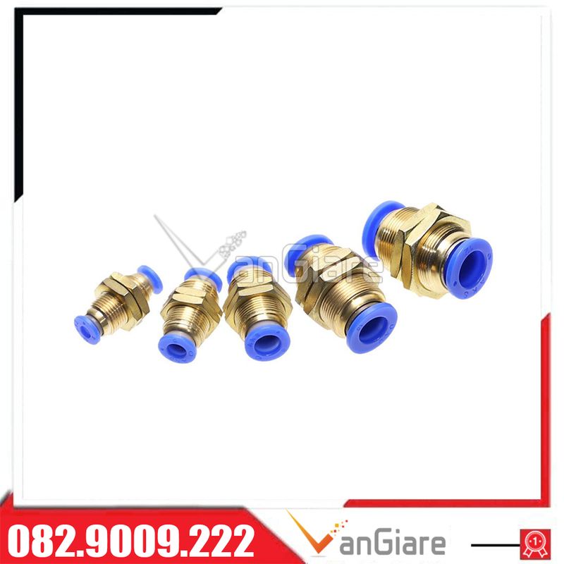 Nối ống siết thành khí nén PM 4mm 6mm 8mm 10mm 12mm - Nối nhanh, nối thẳng ống phun sương