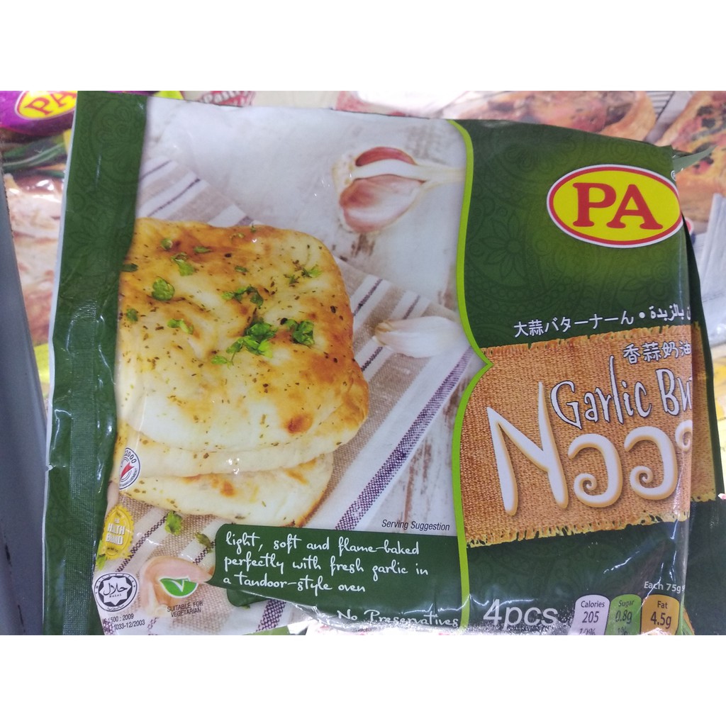 Vỏ Bánh Bơ Tỏi Roti Naan hiệu PA Paratha gói 4pcs