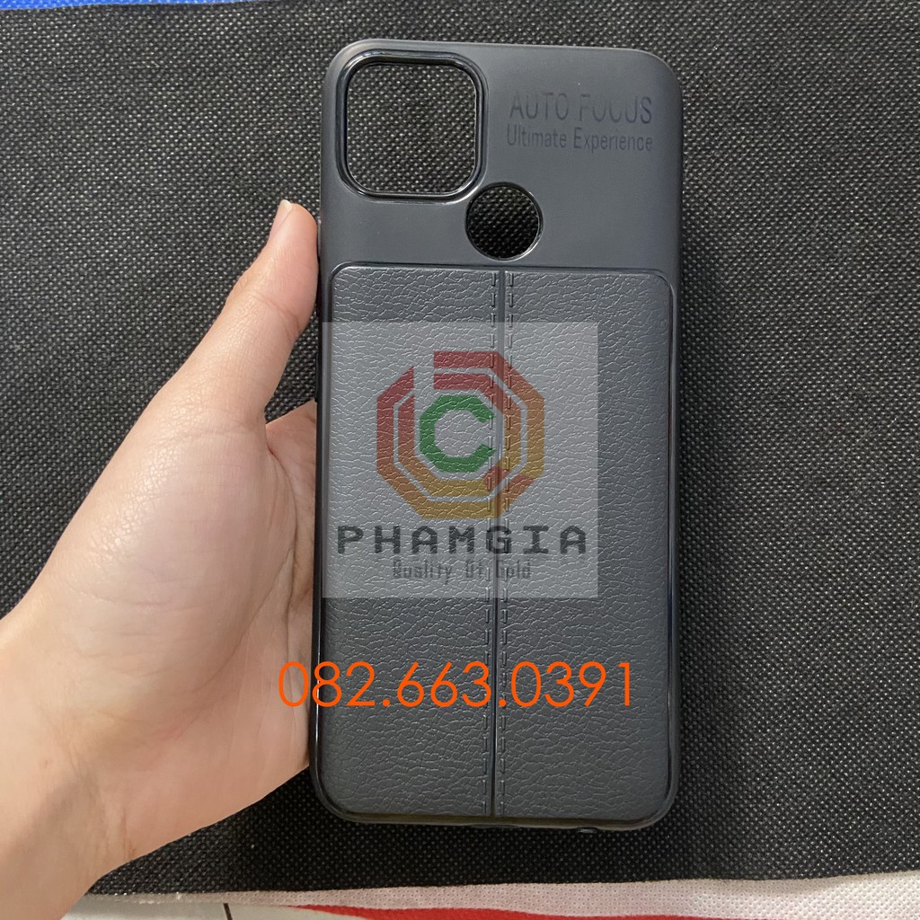 Ốp lưng Realme C12 dẻo đen giả da auto