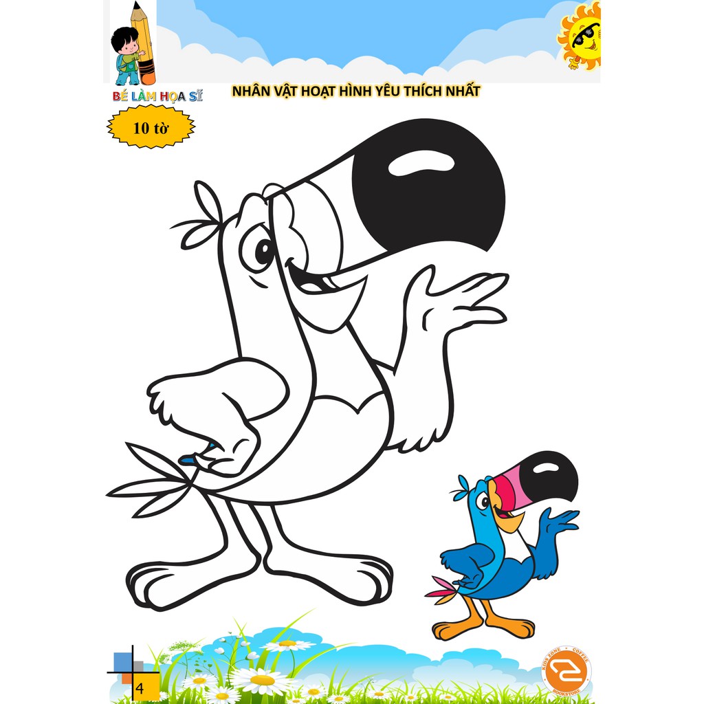 Tập 10 tờ tô màu nhân vật hoạt hình được yêu thích Disney
