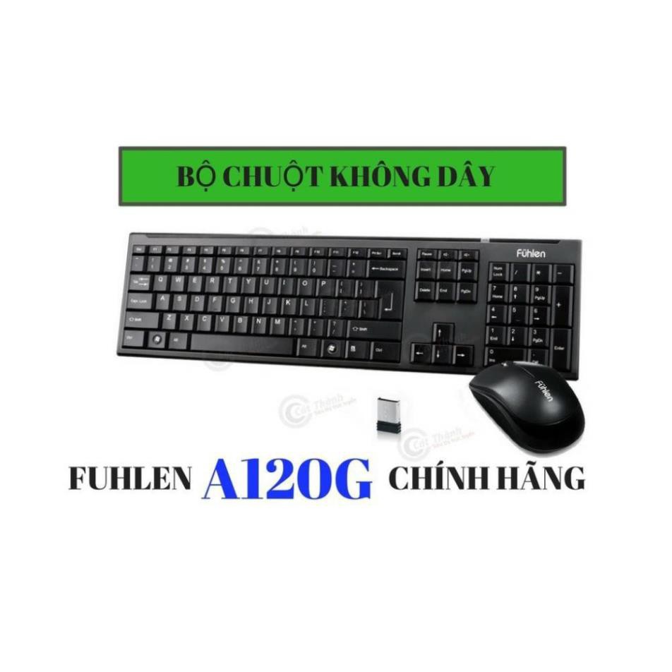 Bộ chuột và bàn phím không dây Fuhlen A120G - Màu đen - Chính hãng - Có tem ninza chống hàng giả - BH 24 tháng