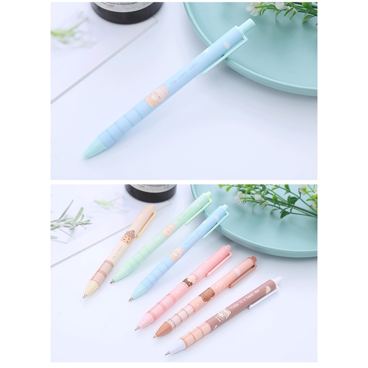 Bút Kí Tên Dạng Nhấn Hình Gấu Hoạt Hình Sáng Tạo Kẻ Sọc Caro Cho Học Sinh / Văn Phòng Ruột bút gel bút gel nhiều màu bút bi bấm cute Bút bi bấm bút nhiều màu