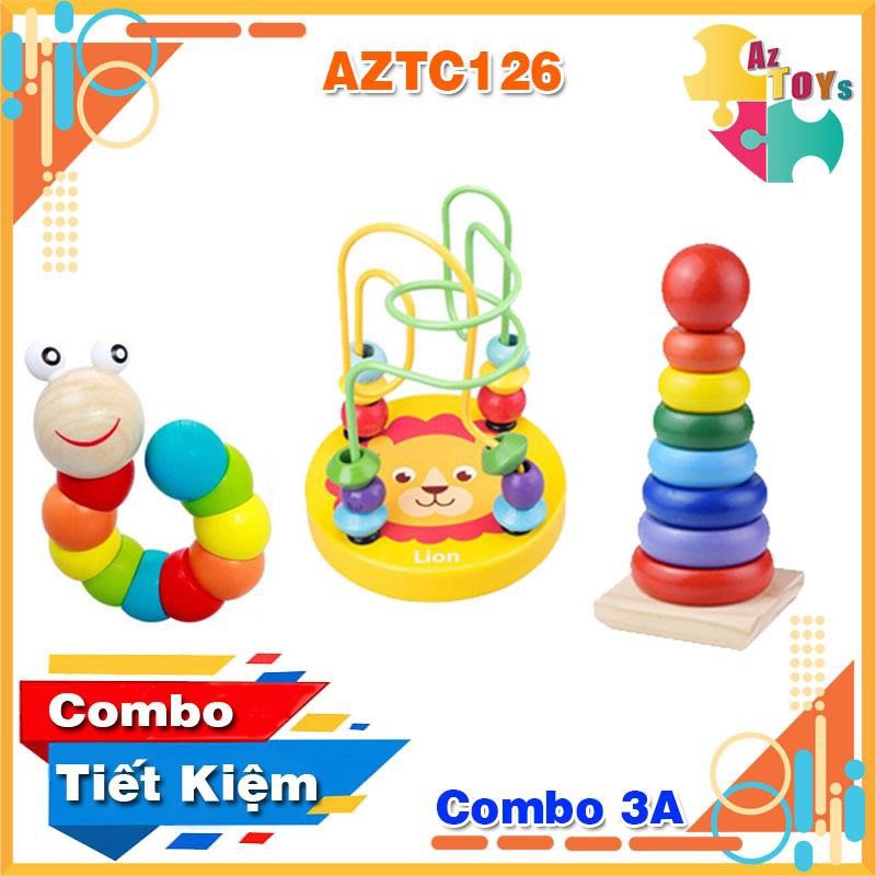 [DEAL SỐC + NowShip] Combo Đồ Chơi Gỗ Montessori Giúp Bé Tư Duy, Phát Triển Trí Tuệ, Tăng Khả Năng Vận Động - AZTC126