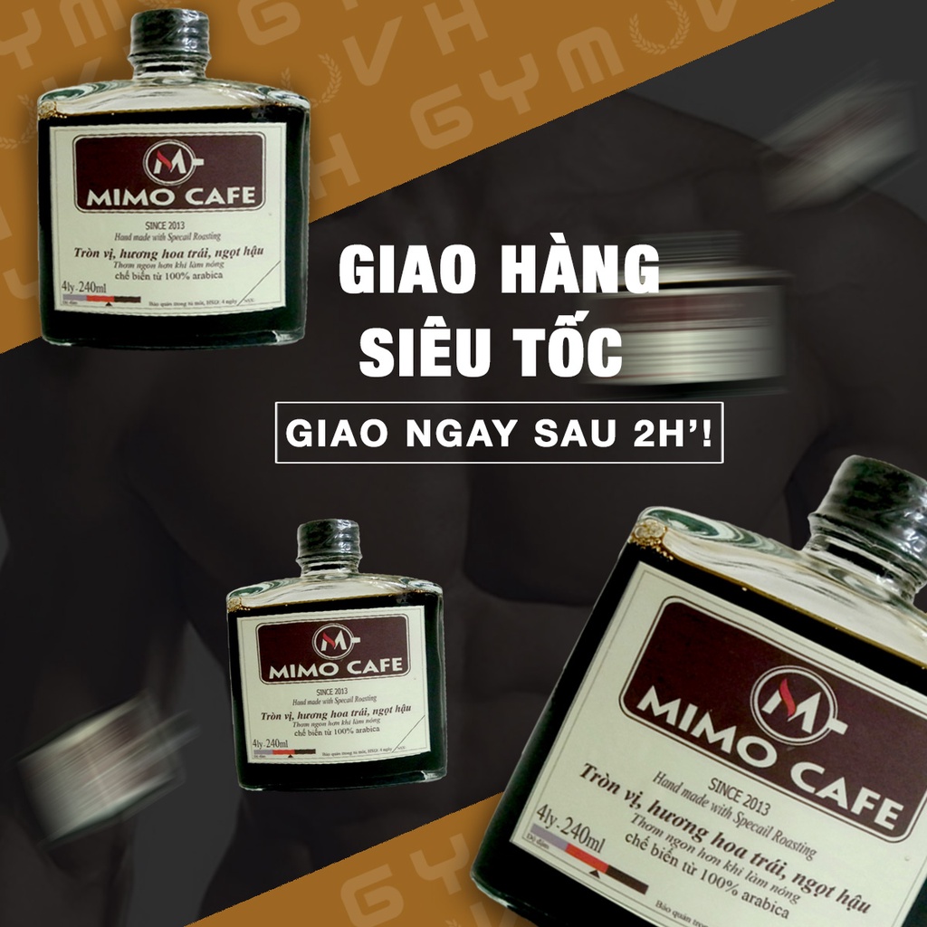 Cà phê đóng chai rang mộc nguyên chất Hạt Arabica 100% chai 240ml - Hỗ Trợ Giảm Cân - Mimo Cafe