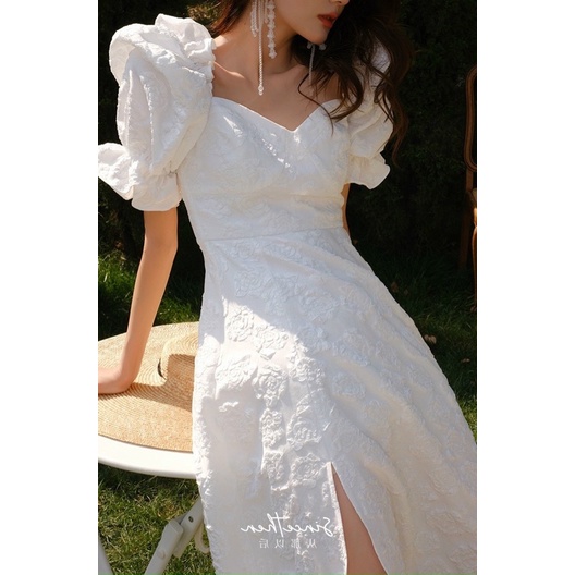 ĐẦM MIDI TRẮNG GẤM