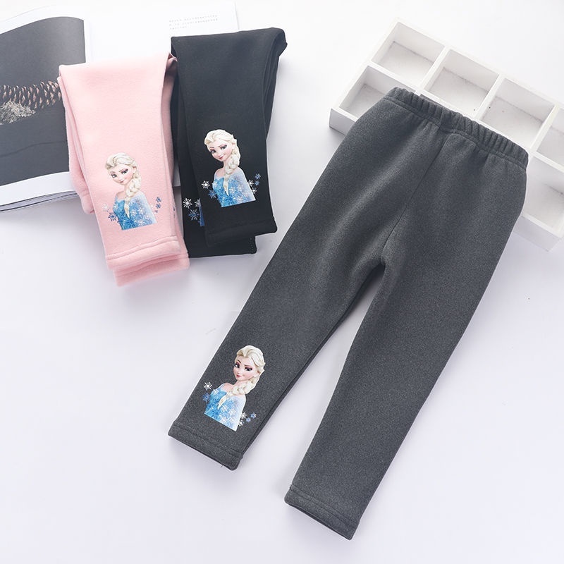 Quần legging Elsa dài thu đông cho bé gái, legging dày dặn lót bông