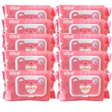 COMBO 10 GÓI KHĂN GIẤY ƯỚT AIKO KHÔNG MÙI 100 TỜ/GÓI