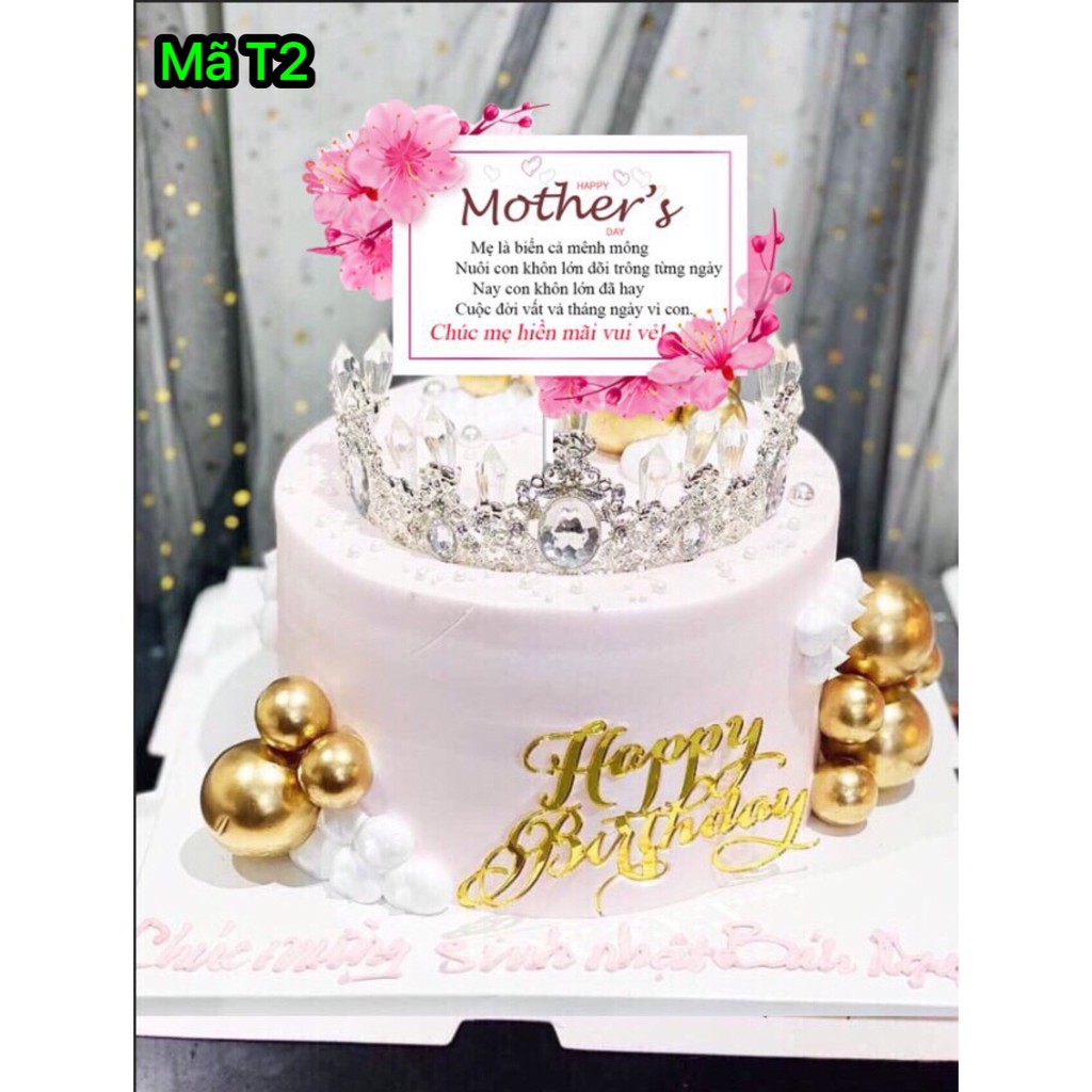 Trang Trí Bánh Sinh Nhật Bánh Kem - SET 10 THẺ GIẤY MỪNG NGÀY CỦA MẸ - HAPPY MOTHER'S DAY mẫu T2