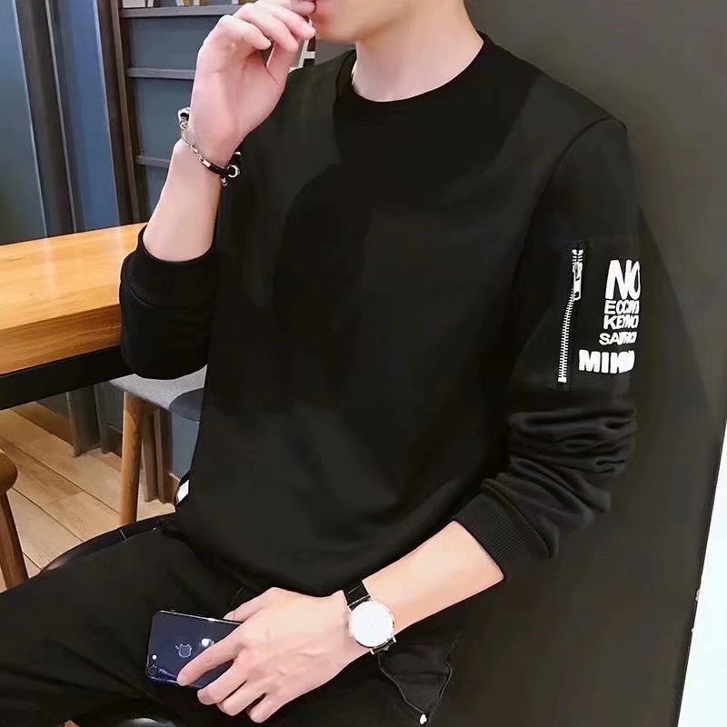 Áo len dáng rộng tay dài lót nhung thời trang thu đông dành cho nam Hàn Quốc áo len dệt kim simple áo len cổ tròn nam