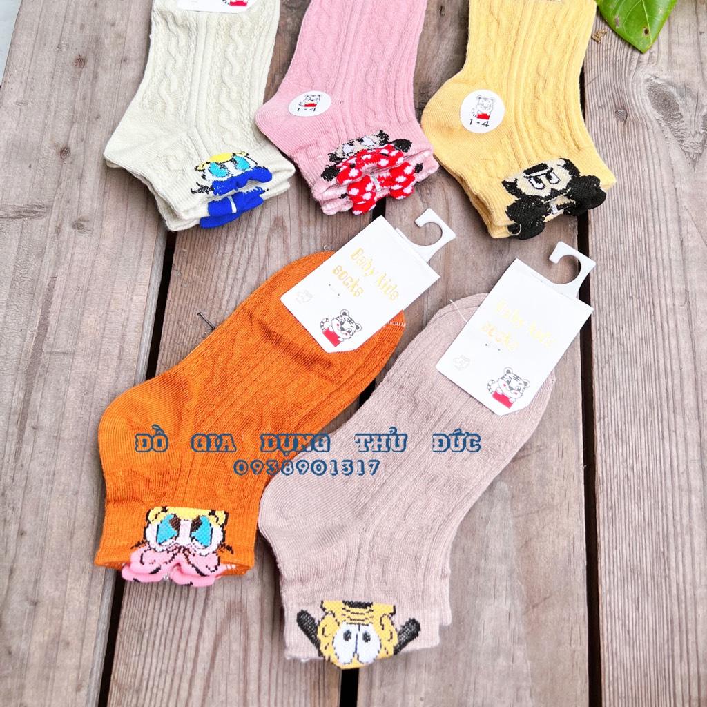 Set 10 đôi vớ nhiều màu dày dặn hình Mickey cho bé gái có size từ 1-12 tuổi