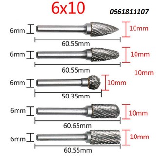 Bộ 5 Mũi Mài, Khắc, Làm Lũa vonfram cao cấp Trục 6mm, mũi phay gổ, mũi khoan sắt, mũi khoét inox