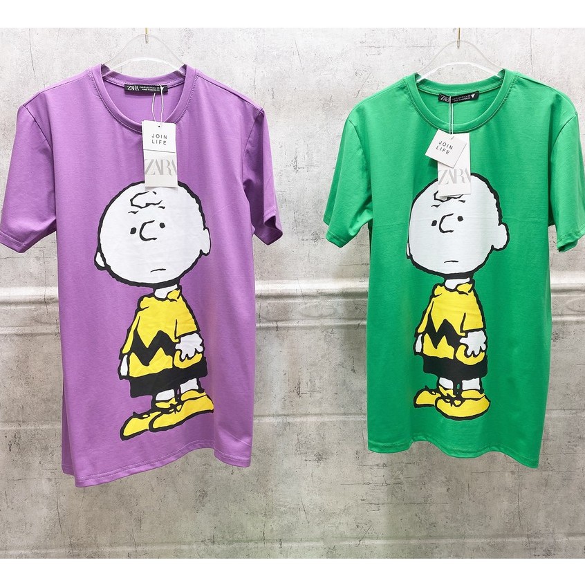 [hcm freeship] Áo thun zara nữ in hoạt hình cậu bé Peanut Disney