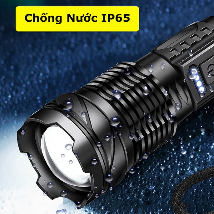 Đèn pin Led cầm tay siêu sáng chiếu xa 500m có Zoom, chip Led XHP50 tâm tròn, pin trâu 2600mAh, Chống nước IP65
