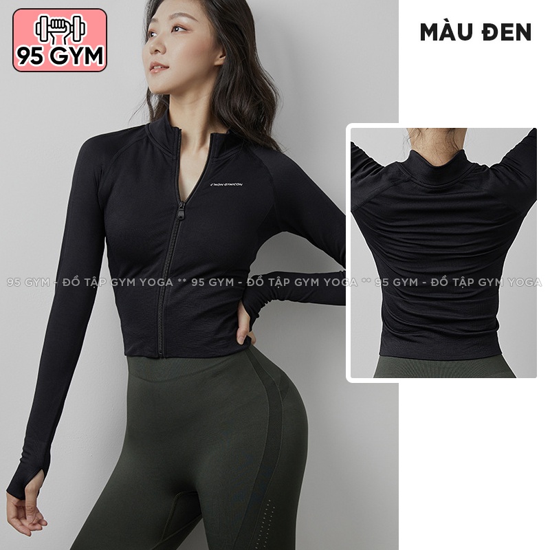 Áo khoác tập gym yoga nữ AK01 dáng áo croptop thể thao chát dệt kim ôm dáng co giãn thoáng mát