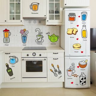 Decal dán tường thực phẩm và đồ dùng nhà bếp