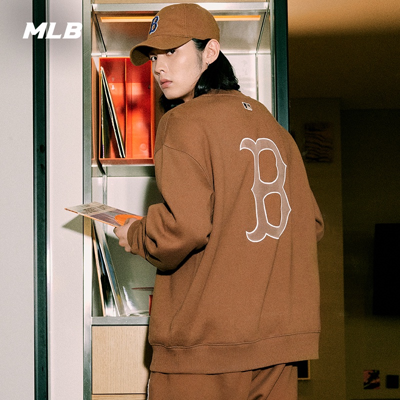 Áo sweater MLB NY dáng rộng lót nhung ấm áp thời trang thu đông cho nam và nữ mtb07