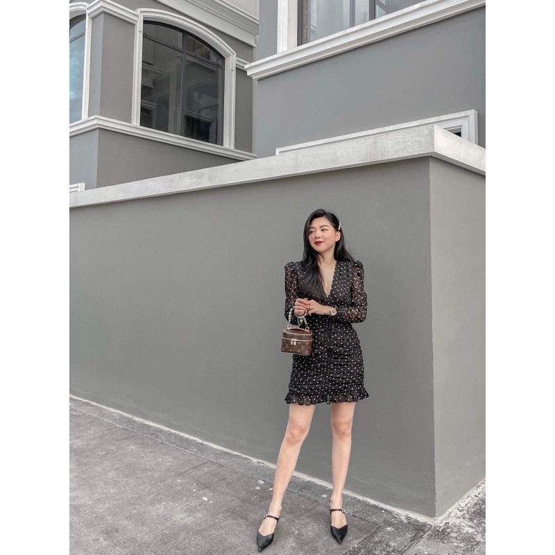 [Mã SKAMSALEP6 giảm 10% tối đa 100K đơn 150K] ( Ảnh thật ) V0553 Váy chấm bi chân nhún | BigBuy360 - bigbuy360.vn