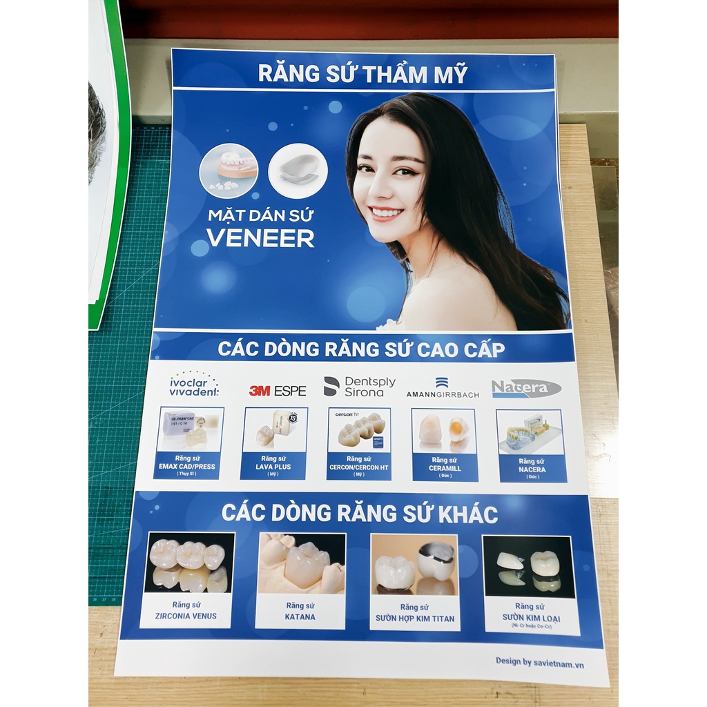 Tranh nha khoa các chủ đề: dịch vụ, giải phẫu, răng sứ, implant, chỉnh nha, phản vệ... chất liệu IN ẢNH CÁN BÓNG
