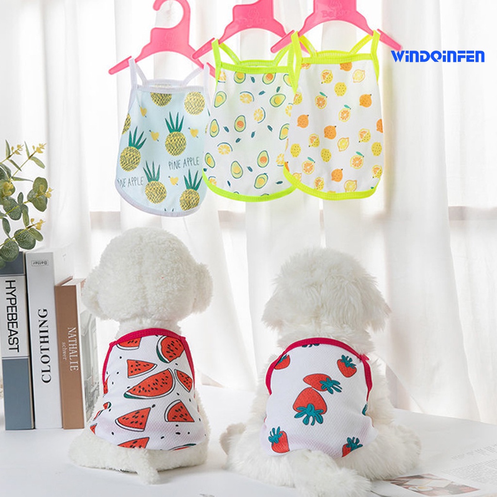 Áo Hai Dây Mỏng Mùa Hè Có Quả Cầu Lông Pomeranian Schnauzer Poodle Dễ Thương Dành Cho Cún Cưng
