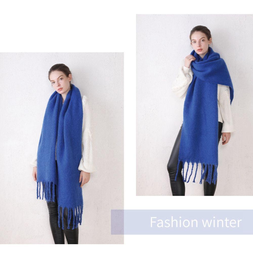 Khăn Choàng Len Cashmere Màu Trơn Đơn Giản Phong Cách Hàn Quốc