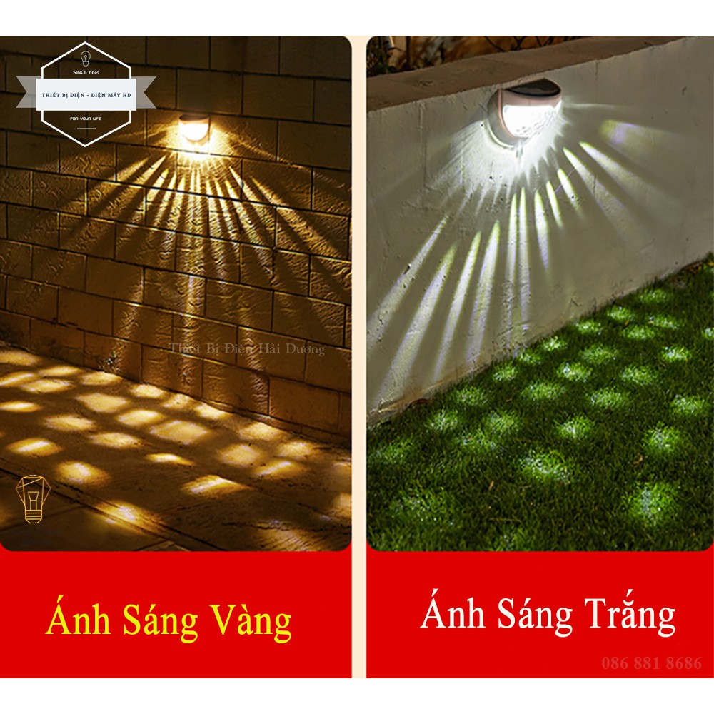 Combo 3 Đèn Led Gắn Tường - Sử Dụng Năng Lượng Mặt Trời MT-107 - Chống Nước IP65 - Ánh Sáng Trắng , Vàng -Bảo Hành 1 Năm