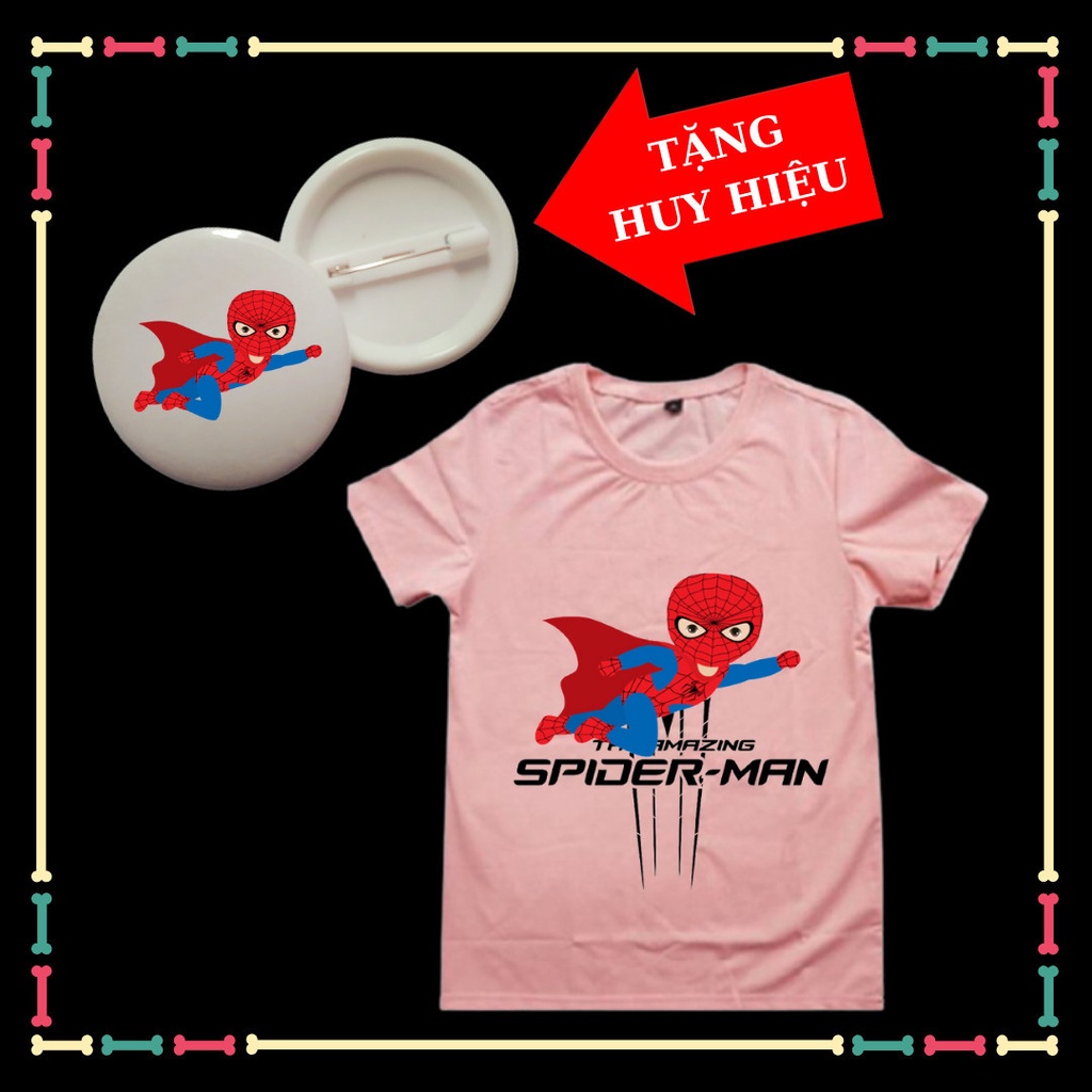 Áo Thun trẻ em mẫu Spiderman Người Nhện phong cách cho trẻ em đủ size áo-Tặng Huy Hiệu Spiderman
