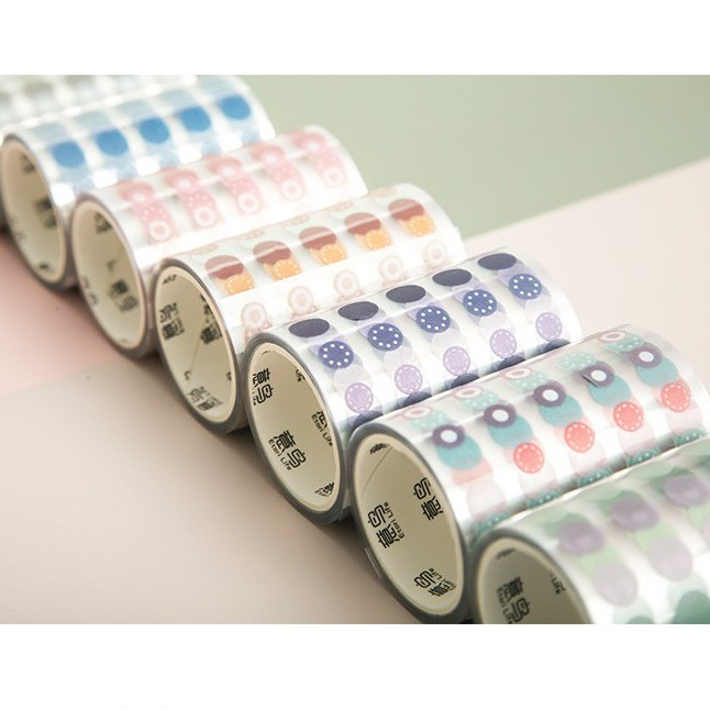 Washi tape tròn nhỏ màu pastel băng keo giấy trang trí sổ