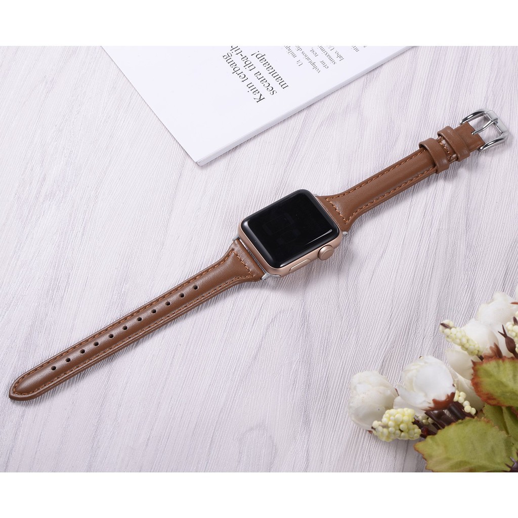 Dây Đeo Bằng Da Phong Cách Vintage Cho Đồng Hồ Thông Minh Apple Watch 38Mm / 42Mm /40mm/44mm3 / 2 / 1