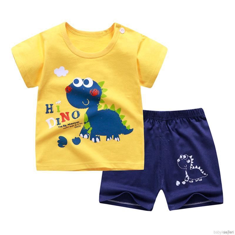 Set áo thun tay ngắn kèm quần short in họa tiết hoạt hình thời trang cho bé