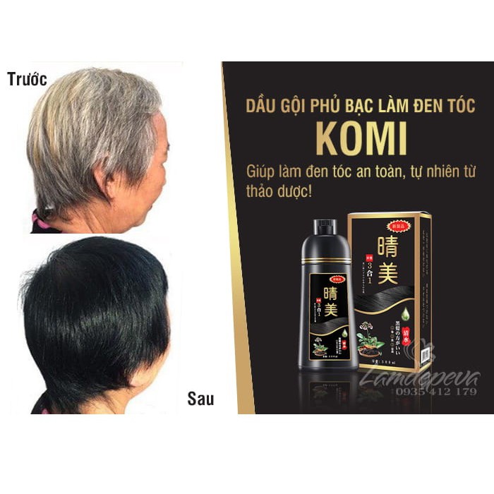 (Hàng Mới Về) KOMI - DẦU GỘI PHỦ BẠC ĐEN TÓC - CHÍNH HÃNG NHẬT BẢN - 500ML