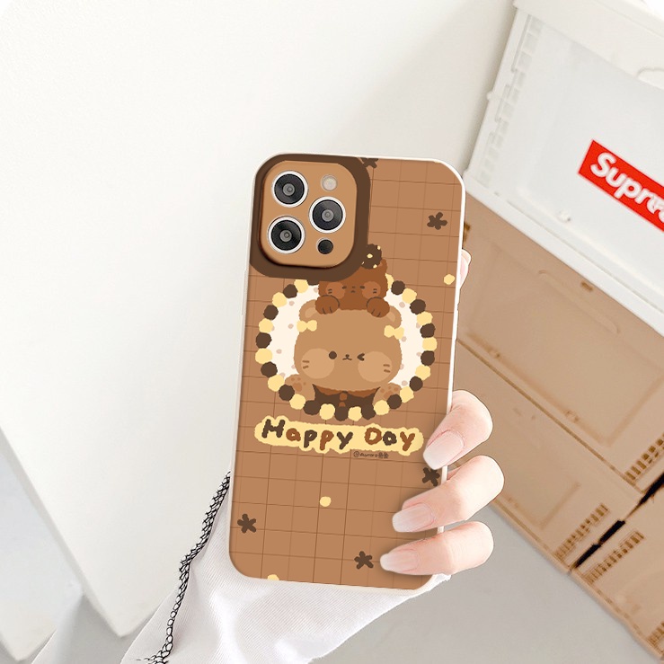 Ốp Lưng Iphone Cạnh Vuông Gấu phùng má cute ốp iphone 6/6plus/6s/6splus/7/7plus/8/8plus/x/xr/xs/11/12/13/pro/promax