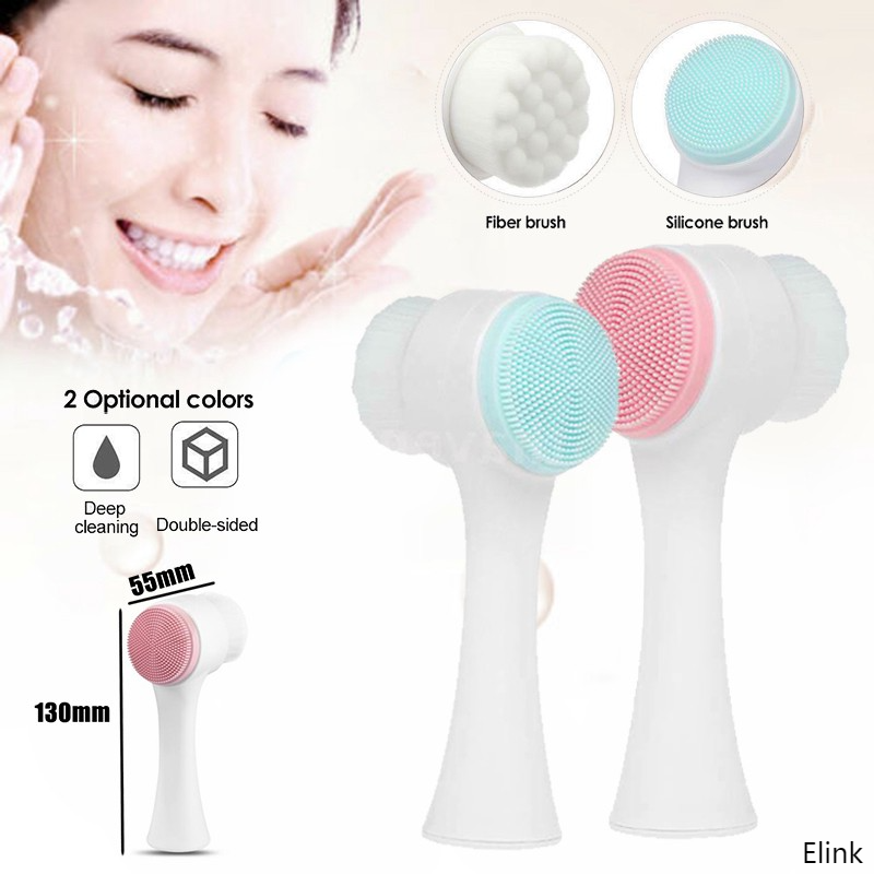 (Hàng Mới Về) Cọ Rửa Mặt 3d Hai Mặt Bằng Silicone Elink