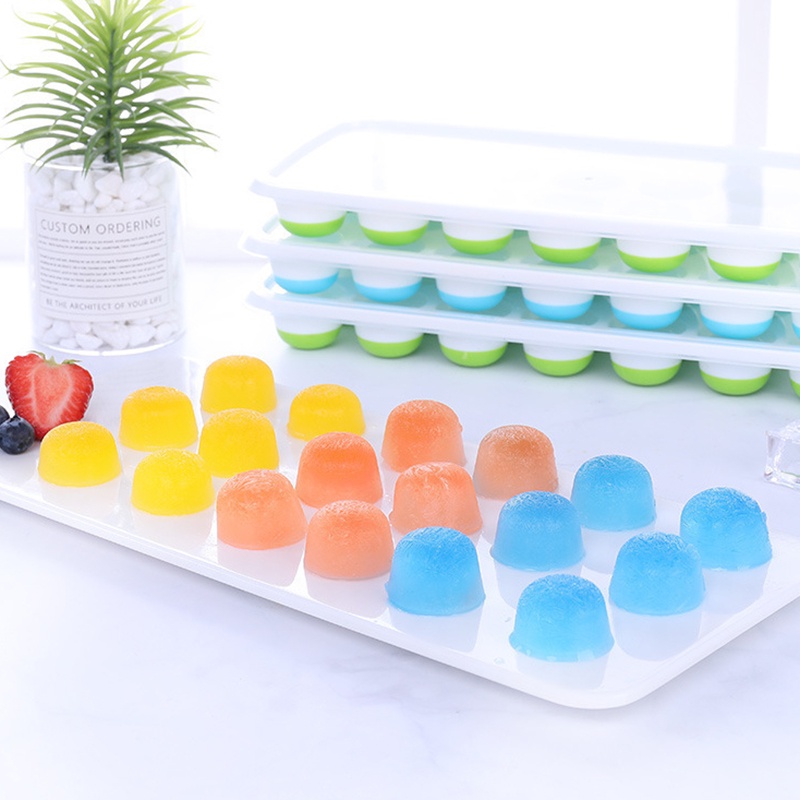 Khuôn Silicone Làm Đá Viên Hình Tròn Có Nắp Đậy Tiện Dụng