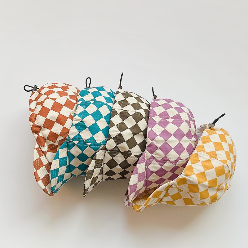 Baby Hat Thin Checkerboard Adjustable Short Eaves Kids Baseball Cap