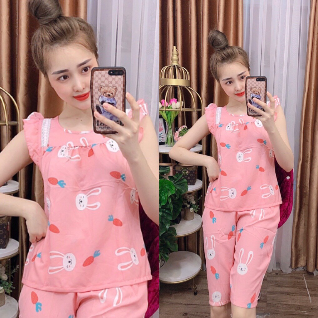 ĐỒ BỘ MẶC NHÀ - ĐỒ BỘ LỤA HỌA TIẾT HÌNH THÚ DỄ THƯƠNG - LUA20